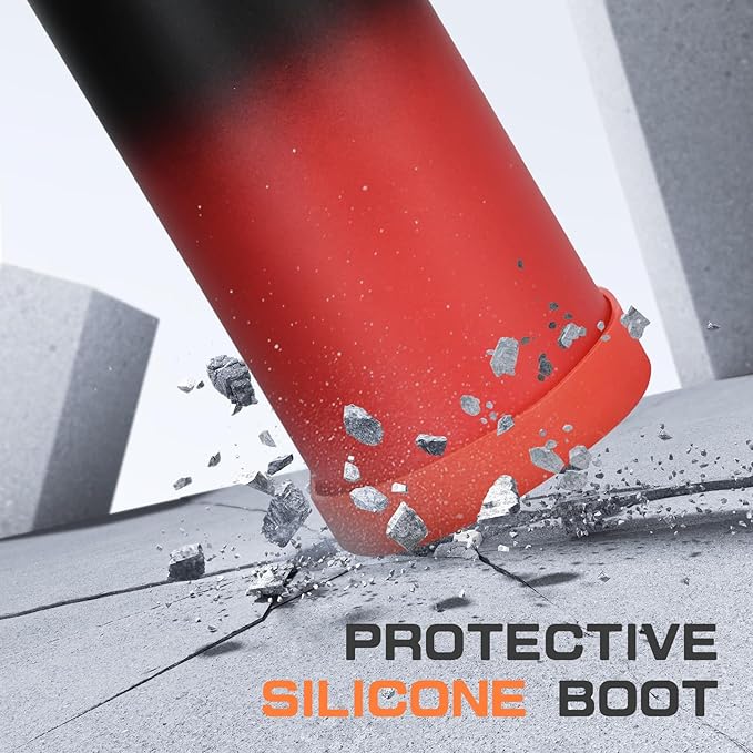 40 oz Insulated Water Bottle with Straw& Spout 2-in-1 Lid, Triple Wall Vacuum Stainless Steel Cold 48H, Leak Proof Sports Metal Flask Jug with Paracord Handle, Black Red