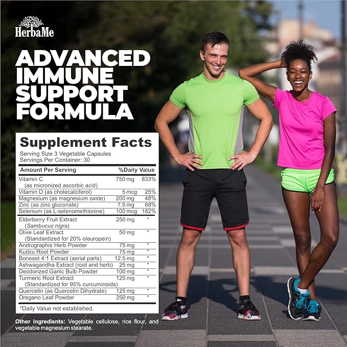 Advanced Immune System Booster 15 in 1 with Elderberry, Quercetin, Zinc, Vitamin D, 90 Capsules, Support Natural Wellness, Immunity Boost Supplement with Selenium and Vitamin C Antioxidants