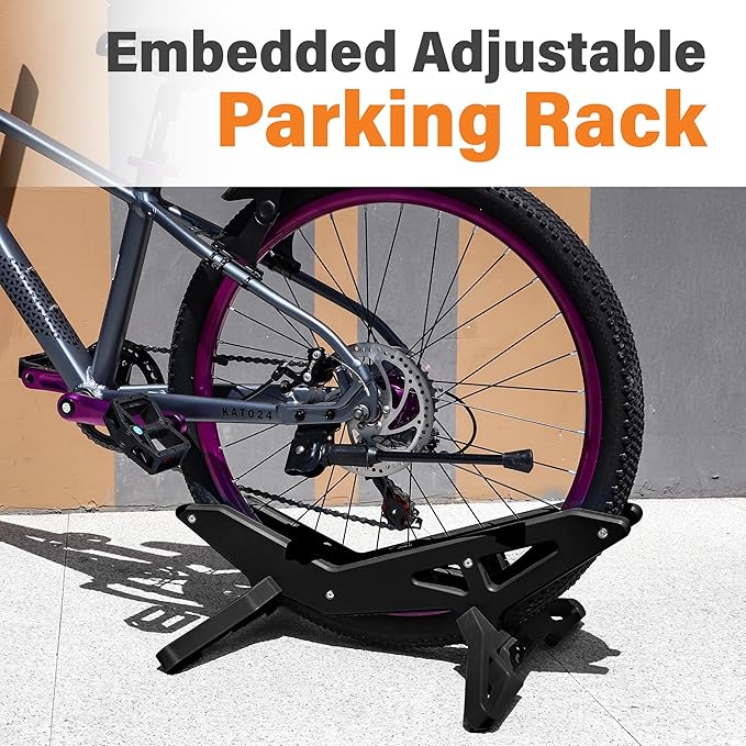 Adjustable Bike Parking Stand Fits 16-29 Inch Bicycles, Compatible with 23c-3.0 Tire Width – Heavy-Duty Plastic, Easy Installation, Stylish Two-Tone Design (Black)