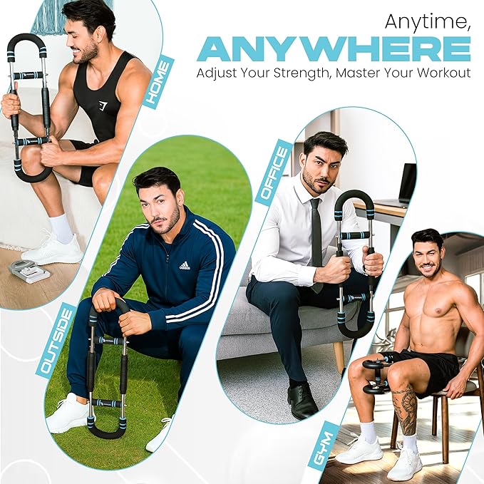 Adjustable Twister Arm Trainer for Men & Women – Twister Arm Chest Exerciser Portable Spring Resistance Home Workout Equipment with 4 Spring, Anti-Slip Handles for Easy Grip & Carry Bag