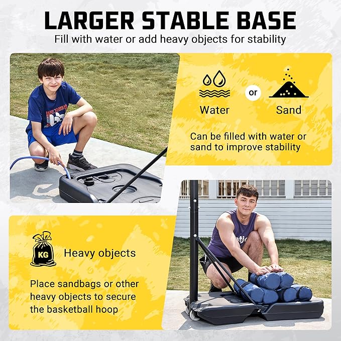 Aimking Basketball Hoop Outdoor 3.3-10FT 5s-Rapid-Adjustable, 40/44 inch Shatterproof Backboard & Enlarged Base, Portable Basketball Hoop & Goal for Kids/Adults/Families in Poolside/Backyard/Indoor