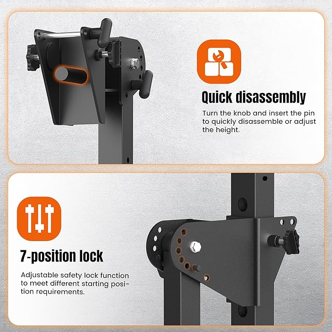 Adjustable Lever Arms, Power Rack Attachment for Full-Body Strength Training, Compatible with 2x2, 2x3, 3x3 Racks, Fits 1’’ & 2’’ Weight Plates, 350LB Capacity, Multi-Grip Handles, TK800