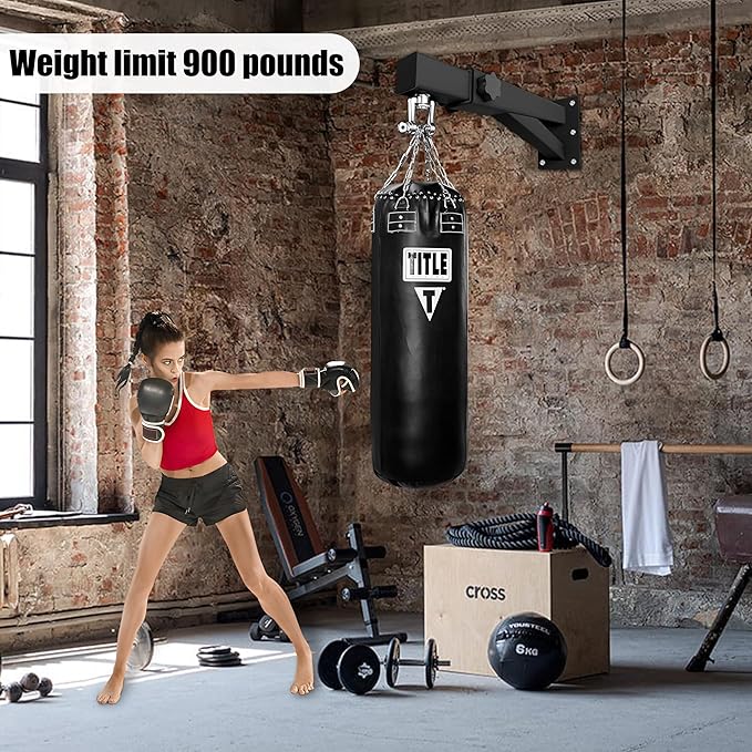 Adjustable Heavy Duty Bag Hanger,Wall Mount Punching Bag Hanger,Thickened Steel Plate and Stainless Steel kit for Home Gym Indoor Outdoor (Supports up to 900Ib)
