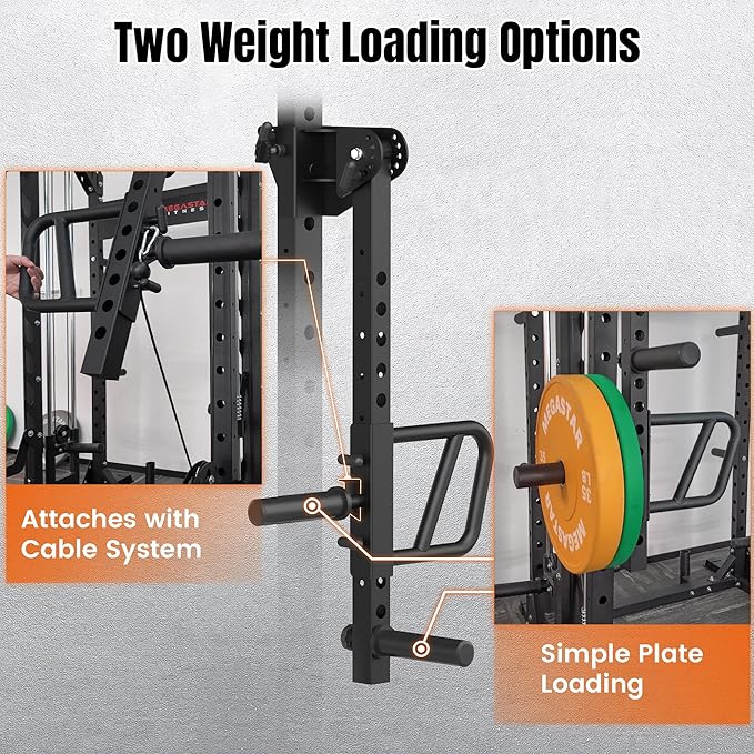 Adjustable Lever Arms, Power Rack Attachment for Full-Body Strength Training, Compatible with 2x2, 2x3, 3x3 Racks, Fits 1’’ & 2’’ Weight Plates, 350LB Capacity, Multi-Grip Handles, TK800