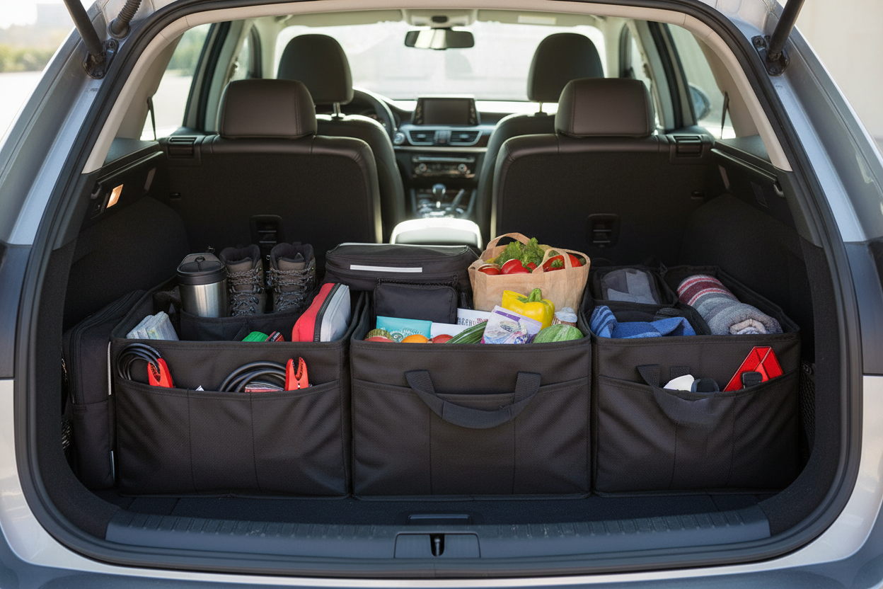 Interior & Trunk Organizers – Keep your car clutter-free and travel-ready. (make it real photo)